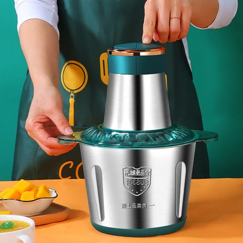 2L Electric Meat Grinder 250W Stainless Steel Food Chopper 2 Speed Mini Meat Mincer for Meat Fruit Nuts Beans Kitchen