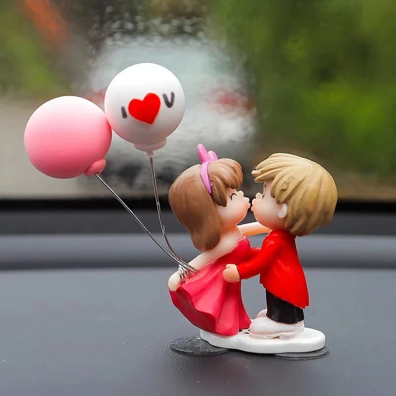 Couple Cute Ornaments for Car, Car Decoration Cute Cartoon Couples Action, Cartoon Car Dashboard Decorations, Cute Lovely Kiss