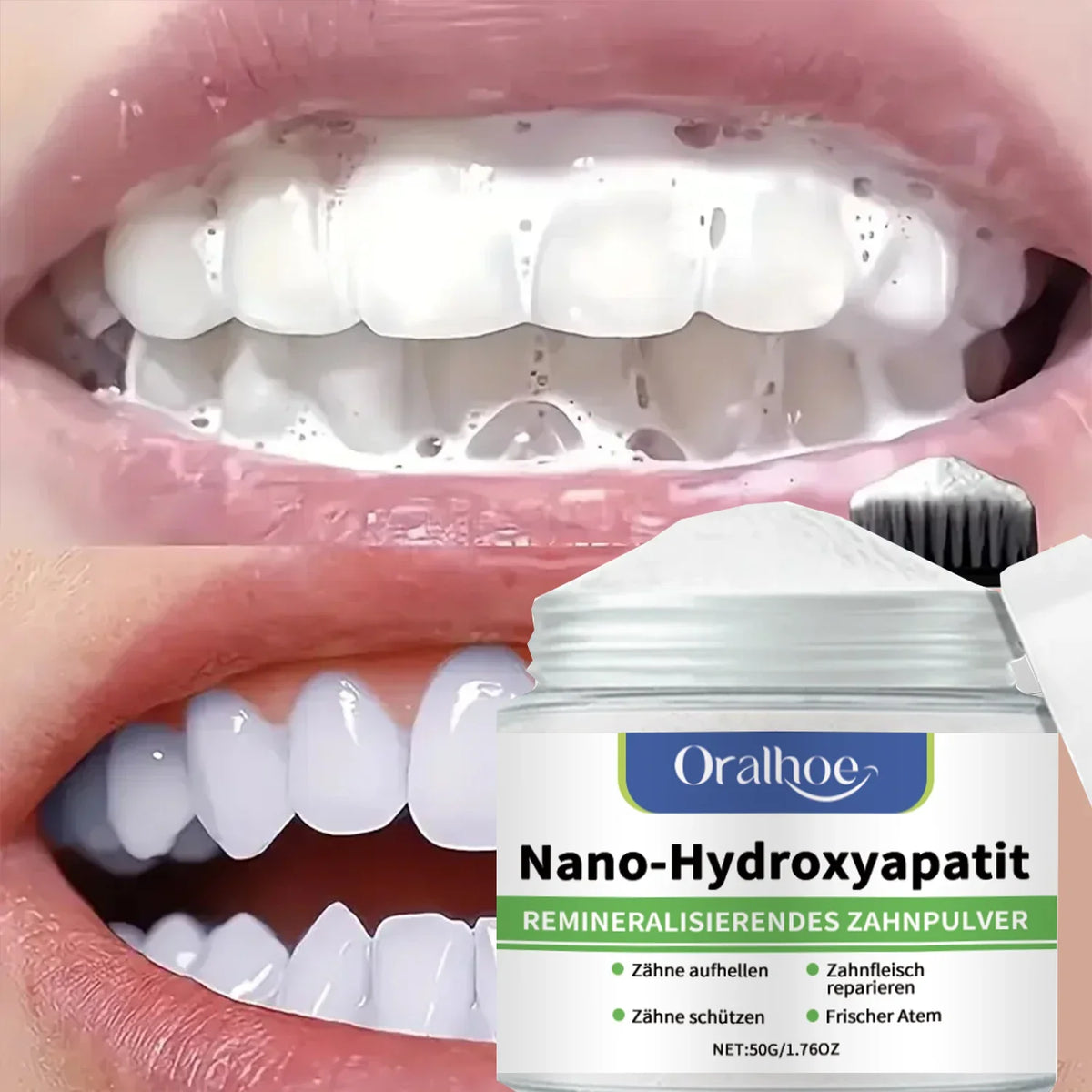 Winter Whitening Tooth Powder with 10% Hydroxyapatite - Remineralizing, Cool Mint, Enamel Repair & Fresh Breath xiin