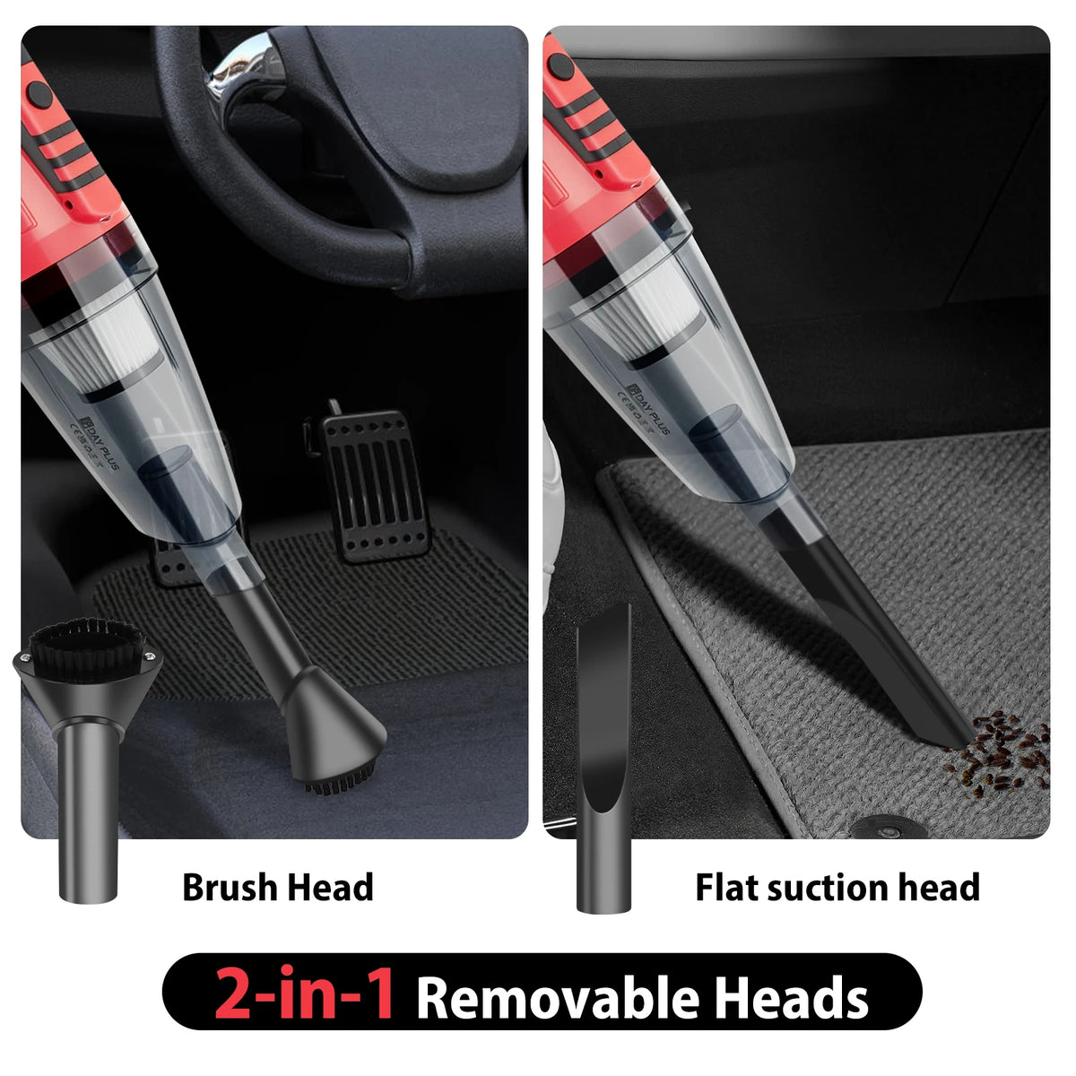 Handheld Vacuum Cordless Car Vacuum with Strong Suction, Portable Hand Held Vacuum Cleaner with 1/2x 2200mAh Battery & 3 Filters