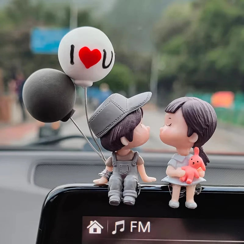 Couple Cute Ornaments for Car, Car Decoration Cute Cartoon Couples Action, Cartoon Car Dashboard Decorations, Cute Lovely Kiss