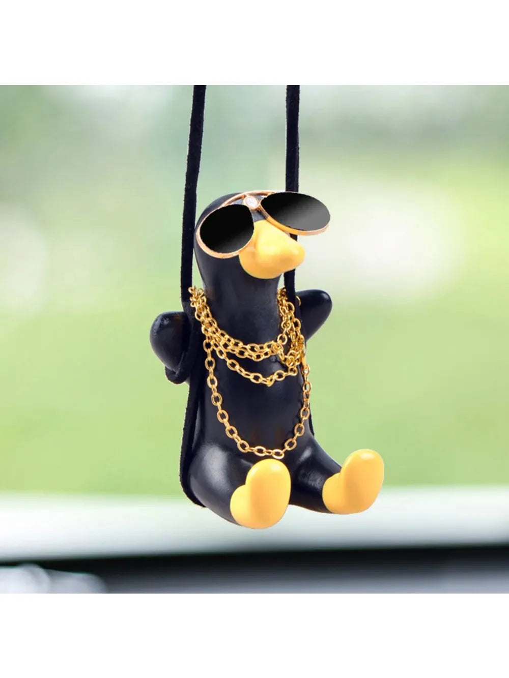 Anime Car Interior Accessories Cute Black Plaster Swing Duck Auto Rearview Mirror Pendant Car Decoration Accessories For Vehicle