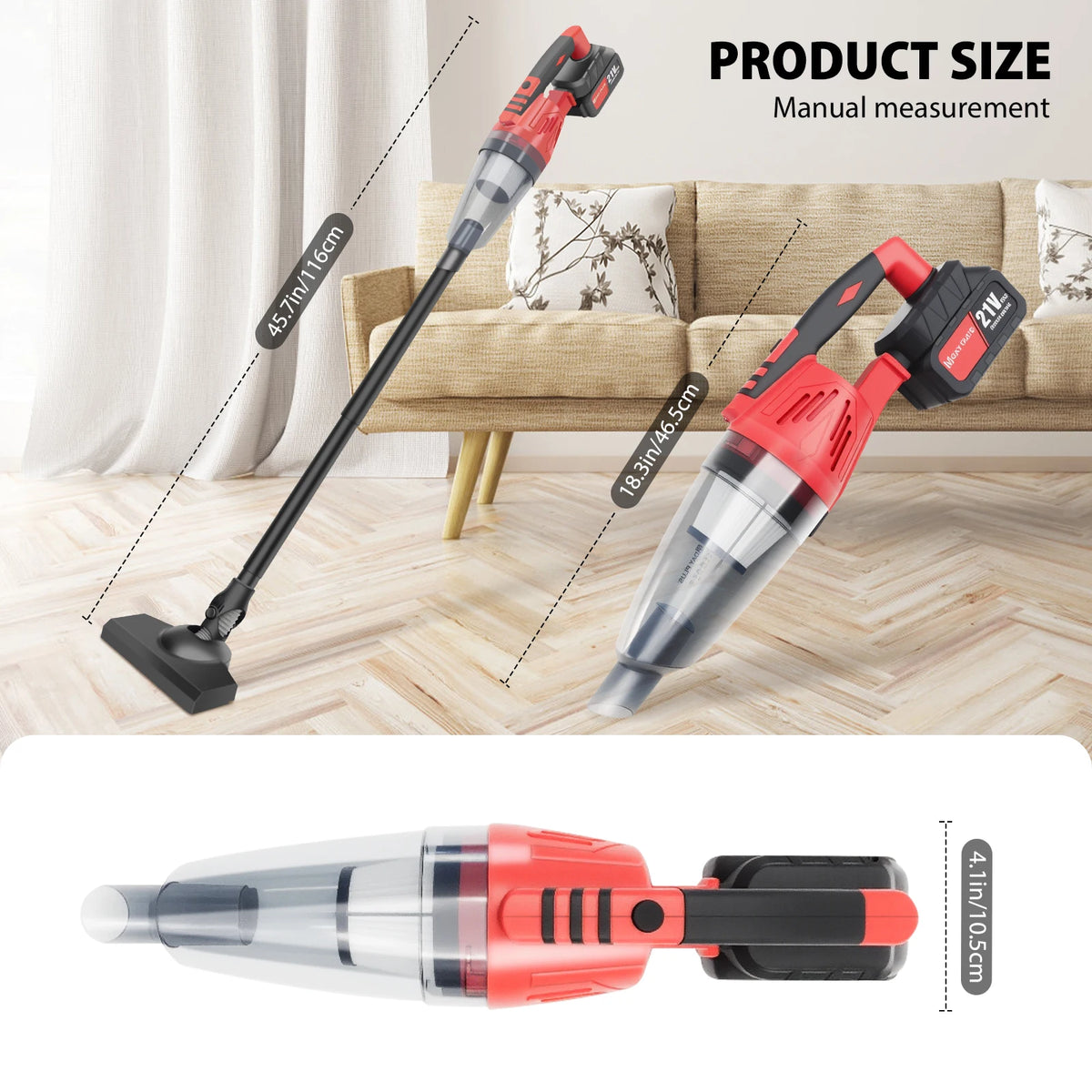 Handheld Vacuum Cordless Car Vacuum with Strong Suction, Portable Hand Held Vacuum Cleaner with 1/2x 2200mAh Battery & 3 Filters