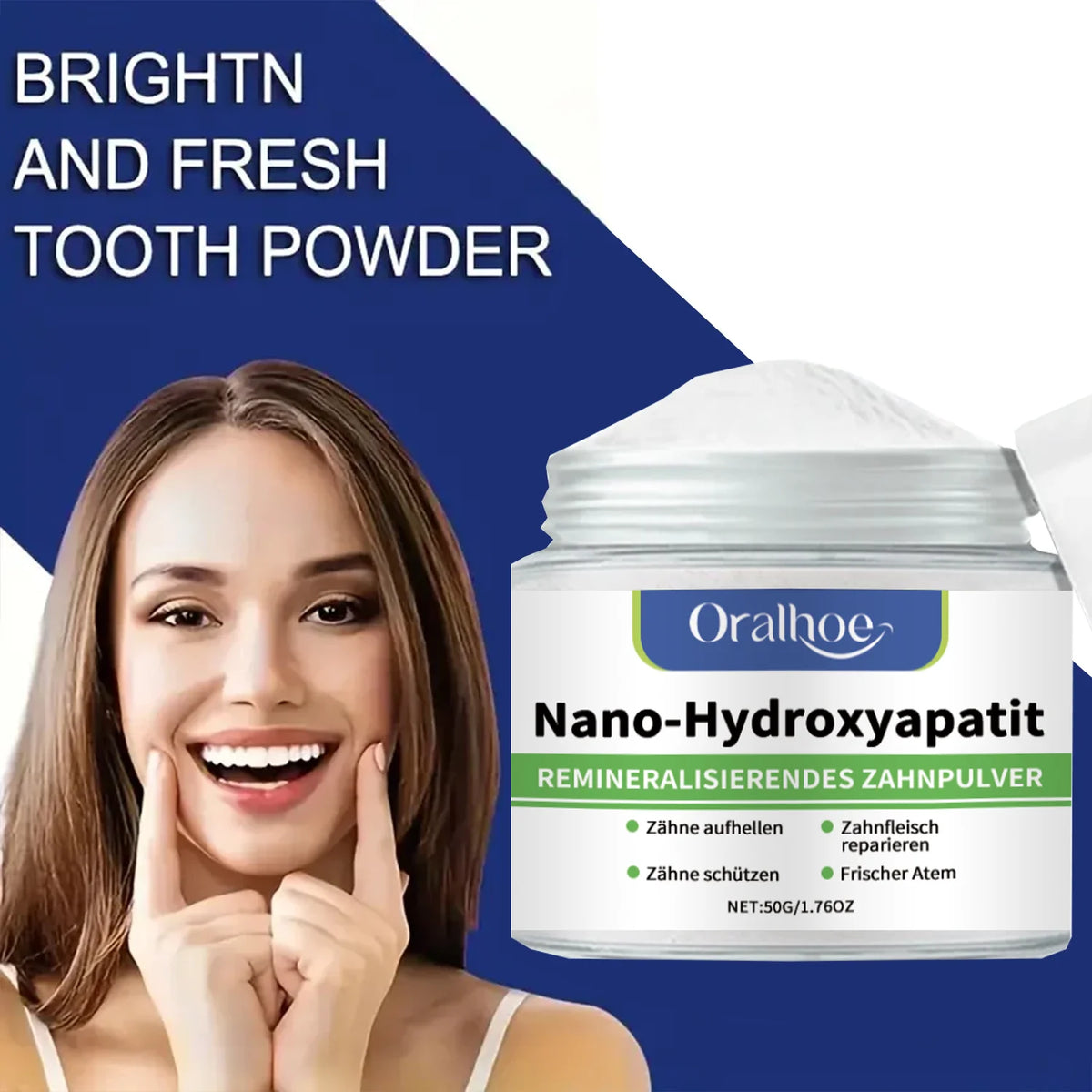 Winter Whitening Tooth Powder with 10% Hydroxyapatite - Remineralizing, Cool Mint, Enamel Repair & Fresh Breath xiin