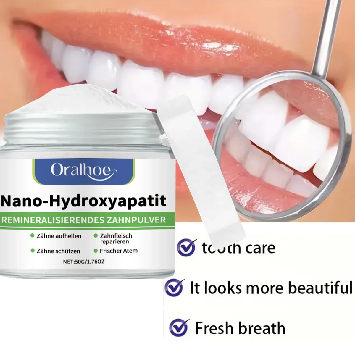 Winter Whitening Tooth Powder with 10% Hydroxyapatite - Remineralizing, Cool Mint, Enamel Repair & Fresh Breath xiin