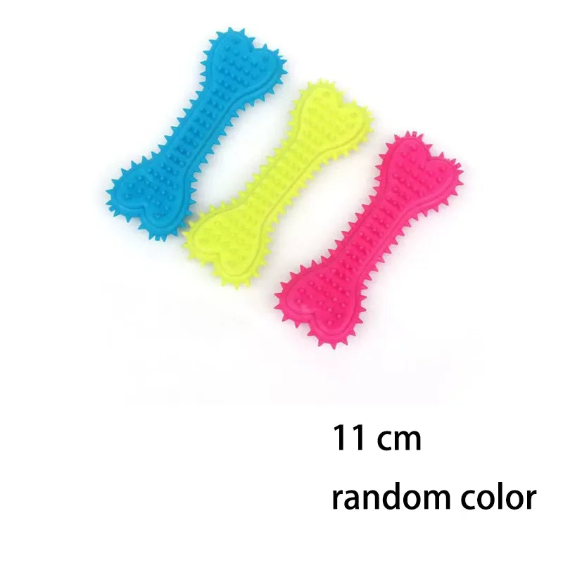Bone Shape Soft Rubber Pet Chew Toy Bite Resistant Teeth Grinding Molar Cleaning Interactive Training Chewing Toys For Dogs
