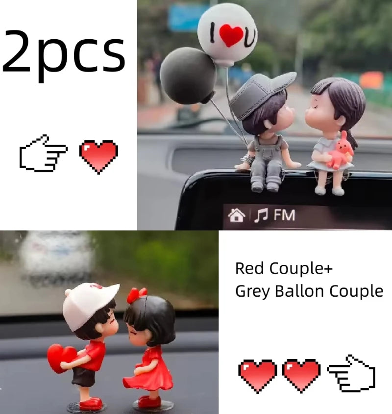 Couple Cute Ornaments for Car, Car Decoration Cute Cartoon Couples Action, Cartoon Car Dashboard Decorations, Cute Lovely Kiss