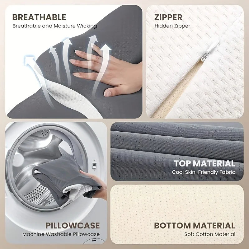 Memory Foam Pillowcase Cervical Pillowcase Pillow Protector Bedding Pillow Cases Cover Cooling Fabric Portable Home Holiday Gift