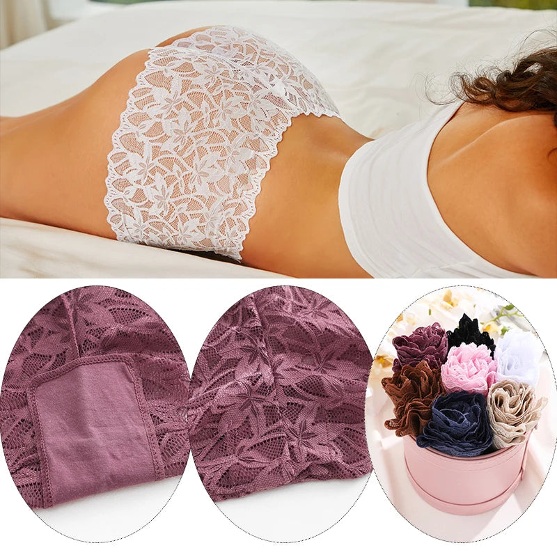 FINETOO 2Pcs Lace Four Shorts Women Low-Rise Panties Floral Underwear S-XL Girls Sexy Panties Ladies Lace Underpants Lingerie