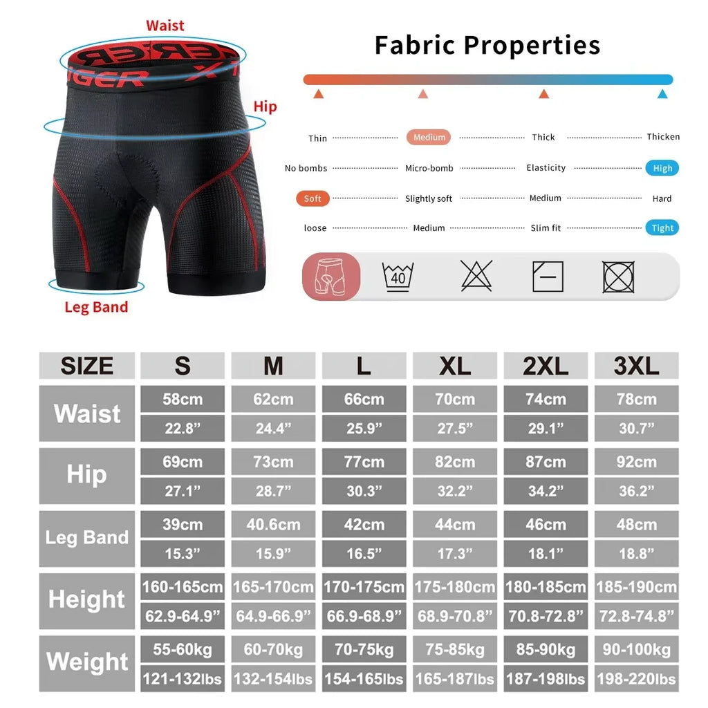 X-TIGER Cycling Shorts Breathable Mesh Cycling Underwear Gel Pad Shockproof MTB Bike Shorts Bicycle Underwear