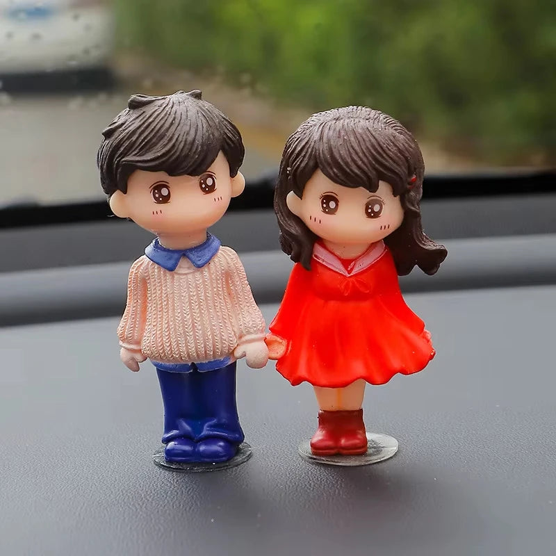 Couple Cute Ornaments for Car, Car Decoration Cute Cartoon Couples Action, Cartoon Car Dashboard Decorations, Cute Lovely Kiss