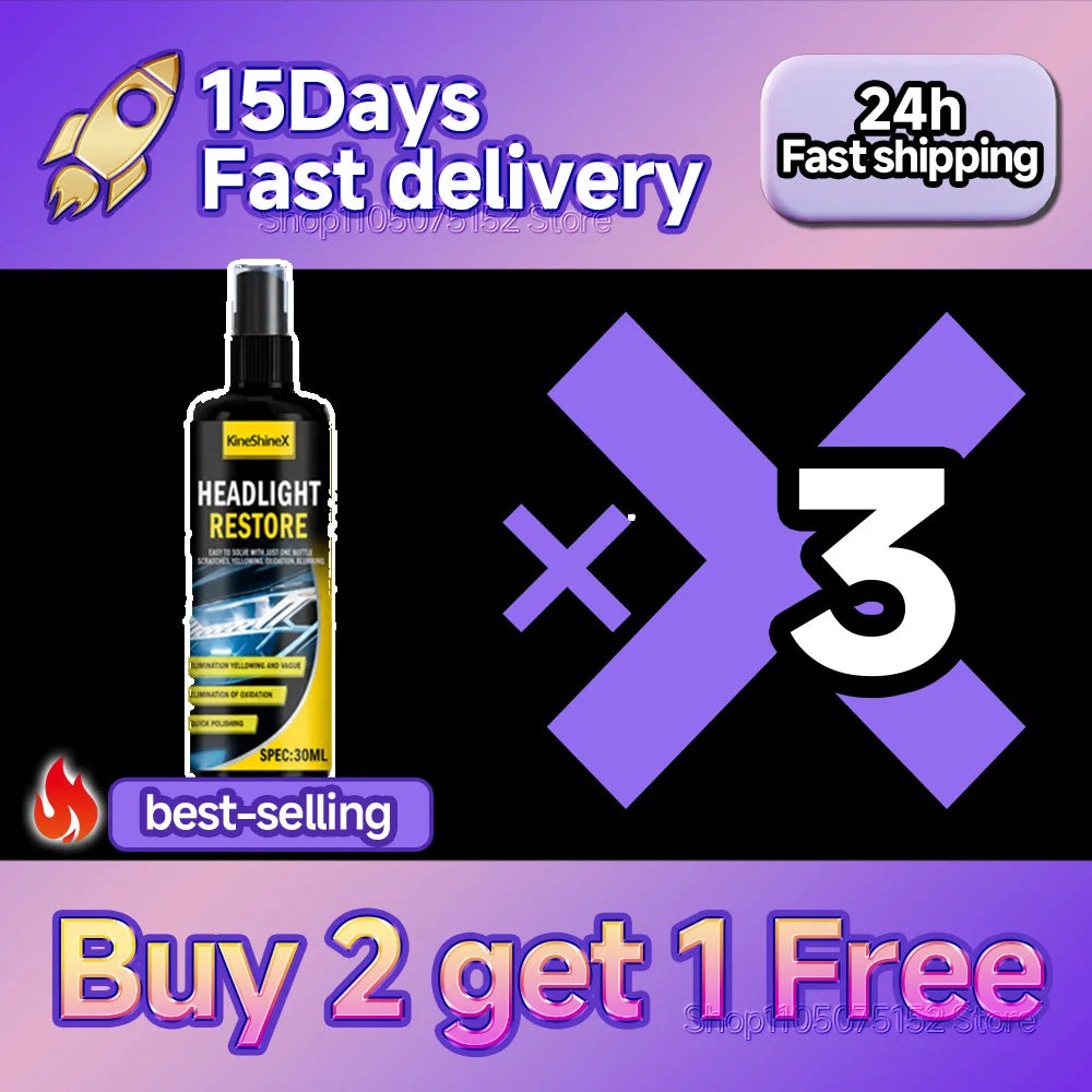 All-in-One Headlight Restoration Spray Car Headlight Cleaner Polish Lens Restorer UV Protection Renovation Kit