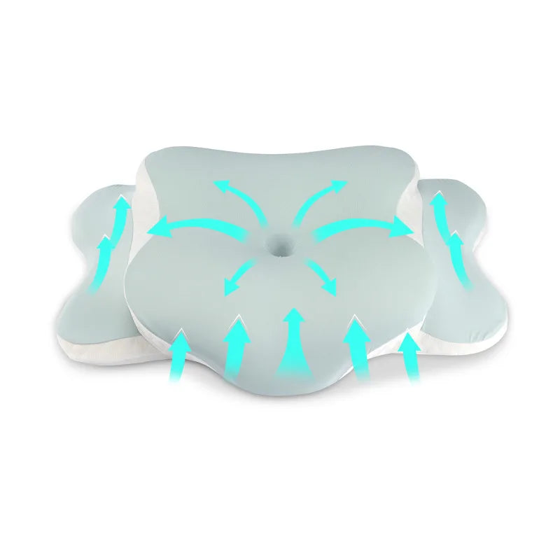 Memory Foam Neck Pillow Ergonomic Orthopedic Support for Side Back Stomach Sleepers Pain Relief Gift with Multi-Color Pillowcase