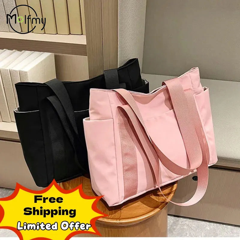Women's Bag Designer Luxury Bag Nylon Commuting Shoulder Handbag Solid Color Tote Bag Mommy Large Capacity Vacation Handbag 2026
