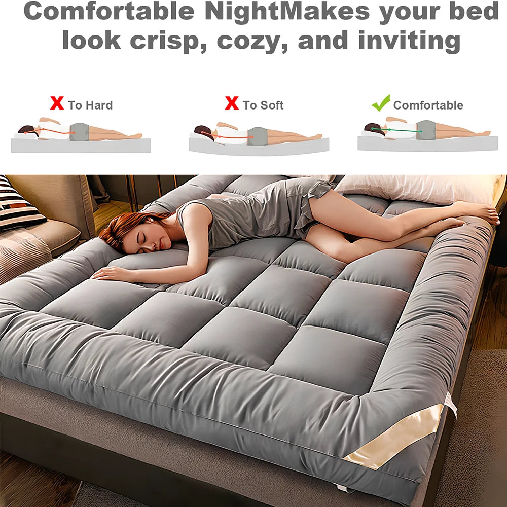 Self-inflating Mattress 3D Folding Mattress Topper Extra Thick Mattress Pad Cover Queen Mattress Toppers for Body Pain Relief