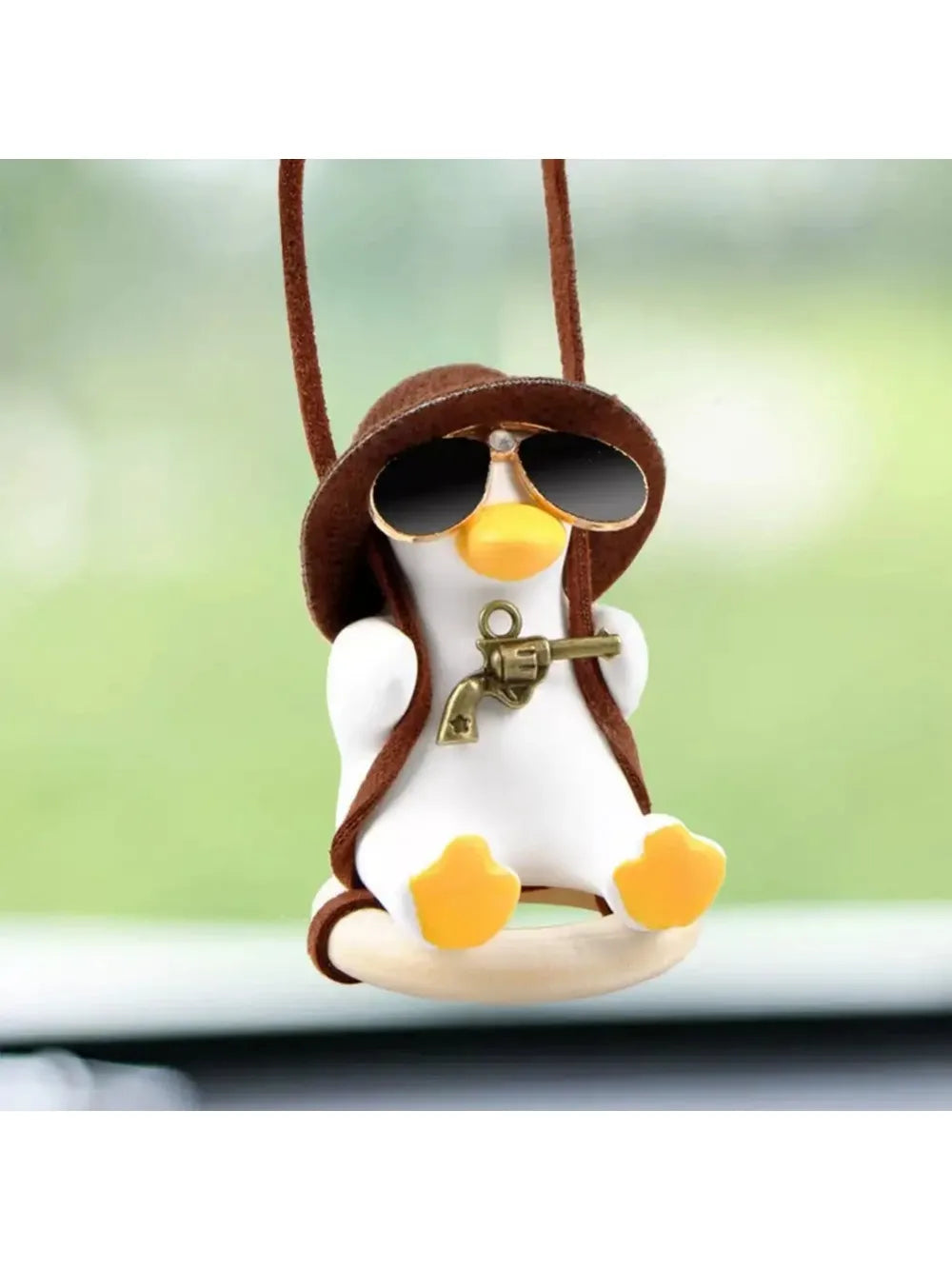Anime Car Interior Accessories Cute Black Plaster Swing Duck Auto Rearview Mirror Pendant Car Decoration Accessories For Vehicle