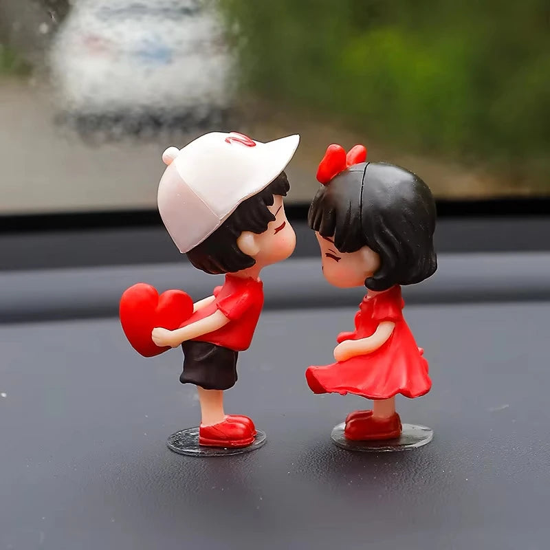 Couple Cute Ornaments for Car, Car Decoration Cute Cartoon Couples Action, Cartoon Car Dashboard Decorations, Cute Lovely Kiss