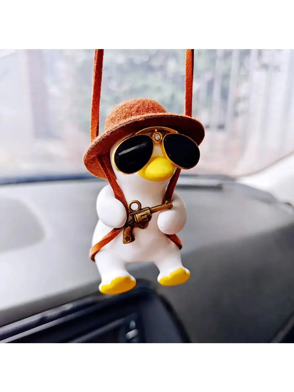 Anime Car Interior Accessories Cute Black Plaster Swing Duck Auto Rearview Mirror Pendant Car Decoration Accessories For Vehicle