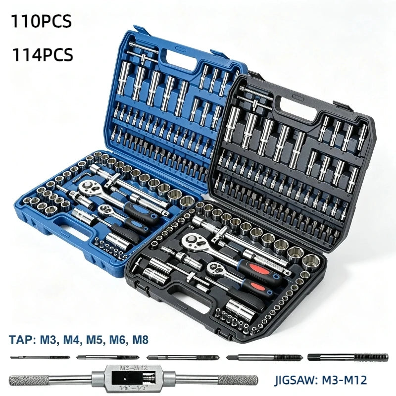 Ratchet Socket Wrench Set Car Repair Tool Ratchet Torque Wrench Combo Kit 1/4 1/2 Ratchet Spanner Screwdriver Bits Hand Tool