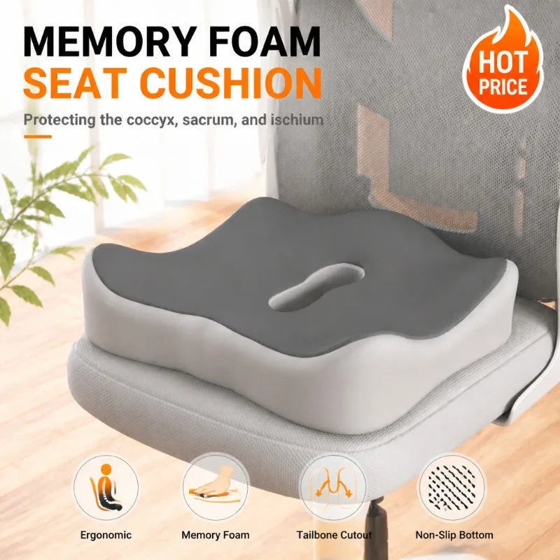 1 Pcs Memory Foam Seat Cushion Orthopedic Coccyx Tailbone Sciatica Relief Pillow Office Chair Cushion Car Seat Pad Breathable ﻿
