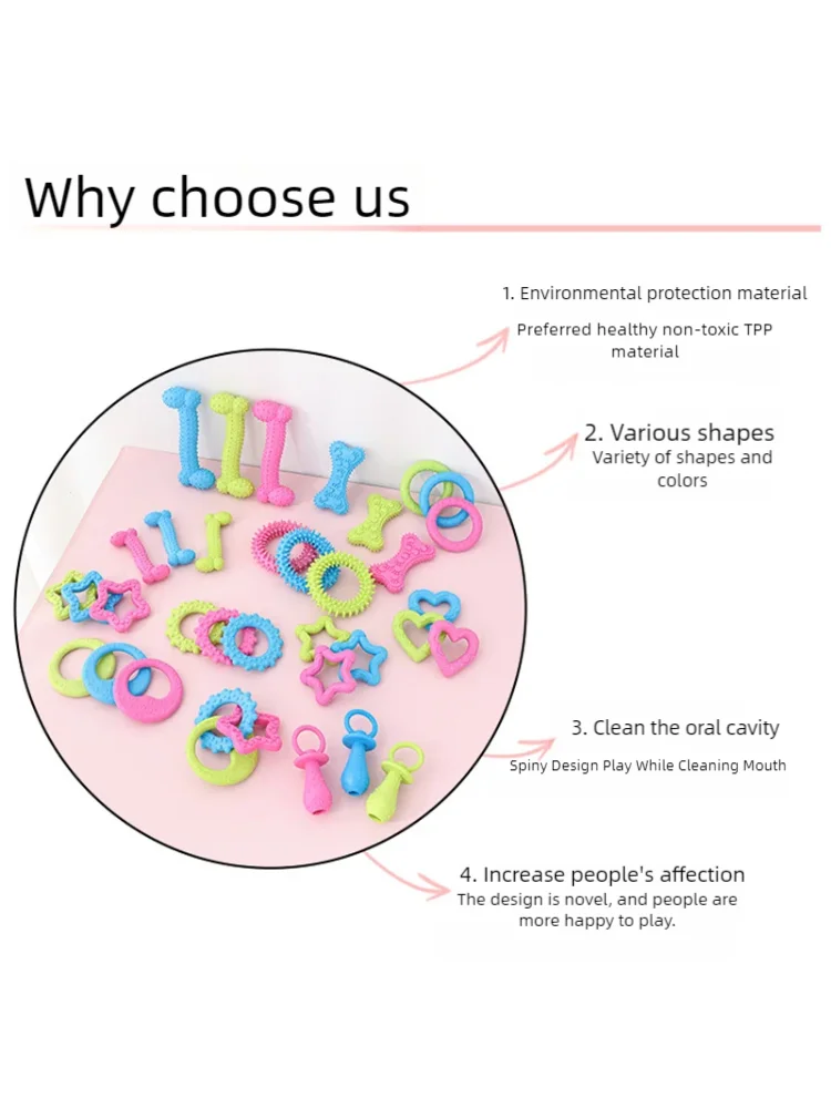 Bone Shape Soft Rubber Pet Chew Toy Bite Resistant Teeth Grinding Molar Cleaning Interactive Training Chewing Toys For Dogs