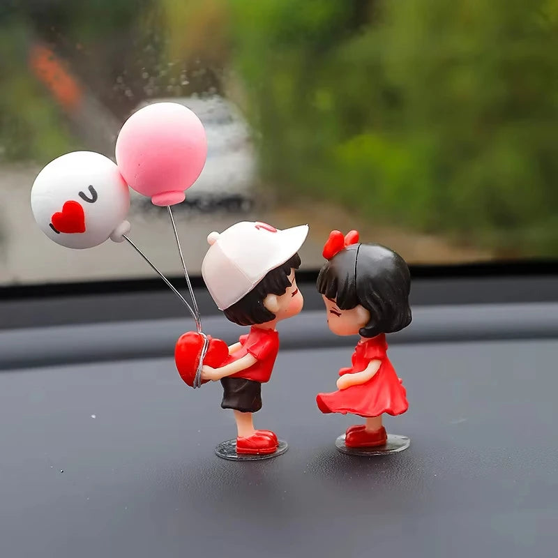 Couple Cute Ornaments for Car, Car Decoration Cute Cartoon Couples Action, Cartoon Car Dashboard Decorations, Cute Lovely Kiss