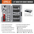 Apollo 1/4" Drive Quick-Release Ratchet & Bit Set, Cr-V Steel w/ Phillips/Slotted Screwdrivers for Auto Repair & Hand Tools