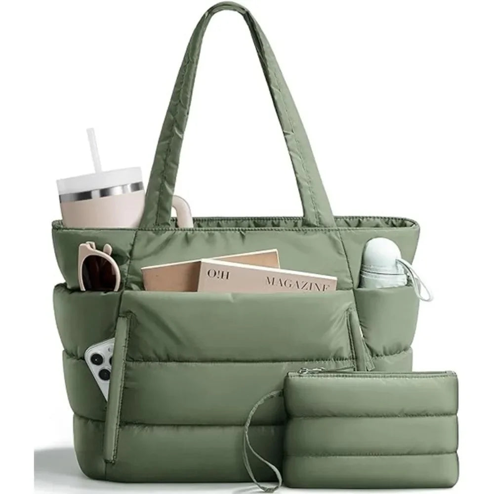 Large Capacity Tote Bag for Women Multiple Pockets Commuting Bags Lightweight Water-resistant Mom Bag Shoulder Bag