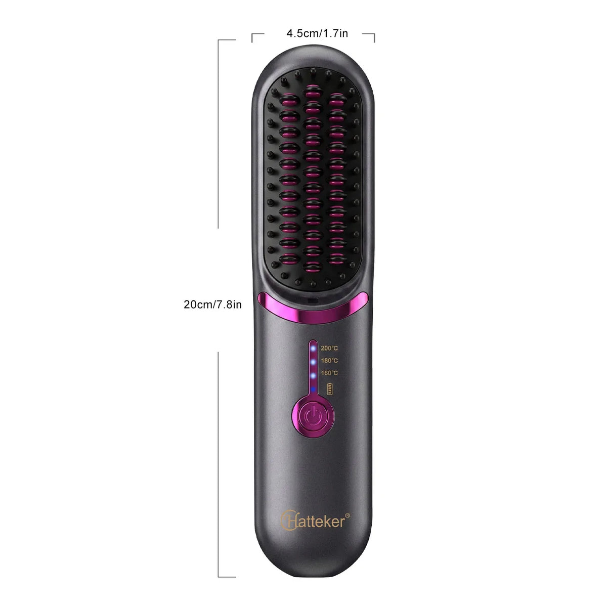 Rechargeable Wireless Hair Straightener Brush, 3 Temperature Settings Portable Hot Comb for Smooth Straight Hair