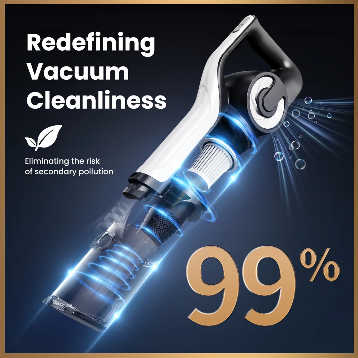 LAMZIEN V9 Cordless Vacuum Cleaner, 30000PA/40Min Runtime, Efficient HEPA Filtration, with LED Headlight, Lightweight Handheld Vacuums for Pet Hair Carpet and Hardwood Floor