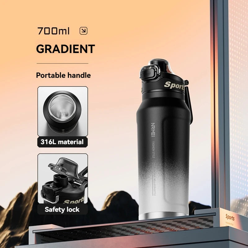 700ml Insulated Cup Stainless Steel Outdoor Sports Water Bottle Thermal Mug Office and Home Keeps Cold and Heat Vacuum Flask