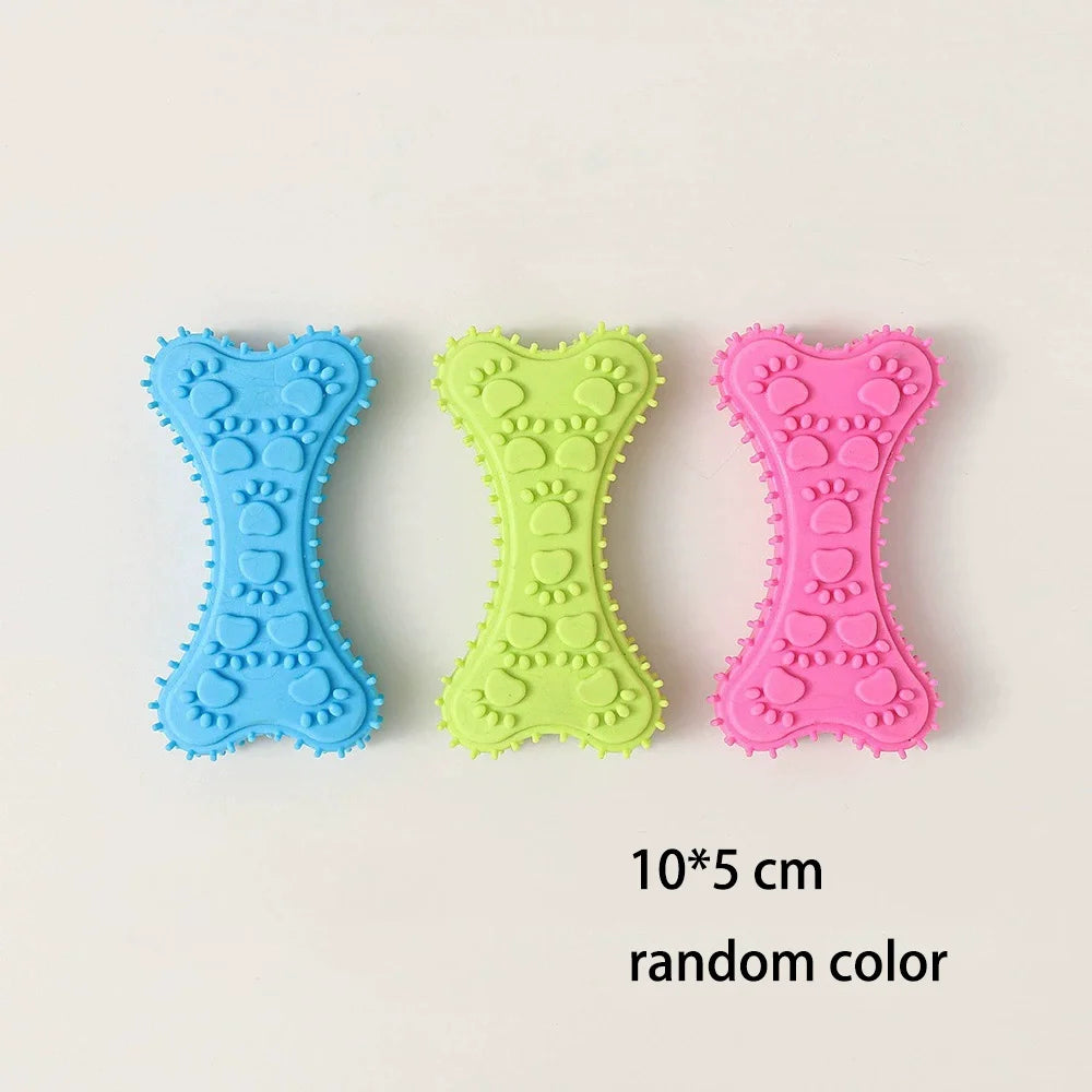 Bone Shape Soft Rubber Pet Chew Toy Bite Resistant Teeth Grinding Molar Cleaning Interactive Training Chewing Toys For Dogs