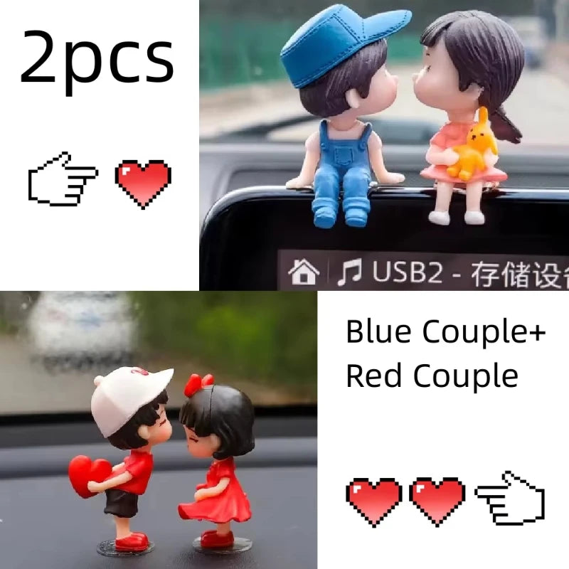 Couple Cute Ornaments for Car, Car Decoration Cute Cartoon Couples Action, Cartoon Car Dashboard Decorations, Cute Lovely Kiss