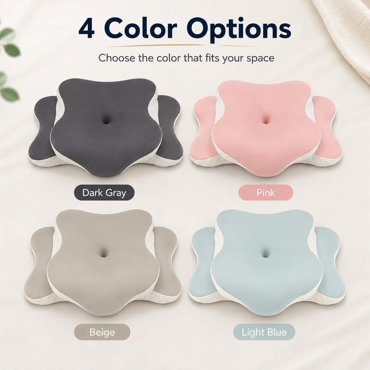 Memory Foam Neck Pillow Ergonomic Orthopedic Support for Side Back Stomach Sleepers Pain Relief Gift with Multi-Color Pillowcase