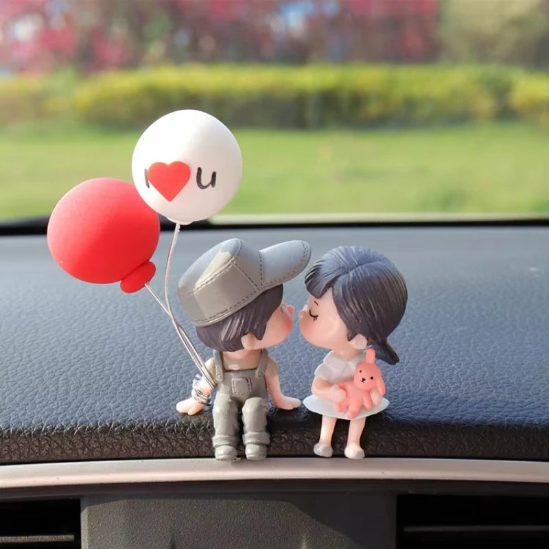 Couple Cute Ornaments for Car, Car Decoration Cute Cartoon Couples Action, Cartoon Car Dashboard Decorations, Cute Lovely Kiss