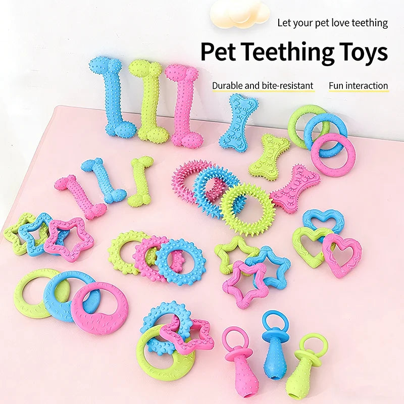 Bone Shape Soft Rubber Pet Chew Toy Bite Resistant Teeth Grinding Molar Cleaning Interactive Training Chewing Toys For Dogs