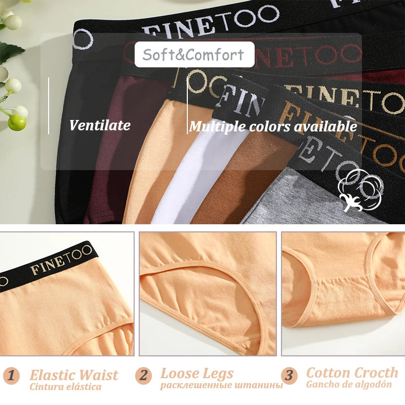 5Pcs/Set Women's Cotton High Waist Briefs Seamless Plus Size Panties Breathable Stretch Underwears Female Soft Lingerie Finetoo