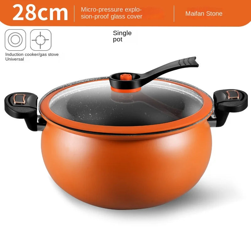 Large-Capacity Micro-Pressure Sandpot Household Slow-Cooking Stew Pot Soup Pot Stainless Steel Pumpkin Pot Induction Cooker & Ga