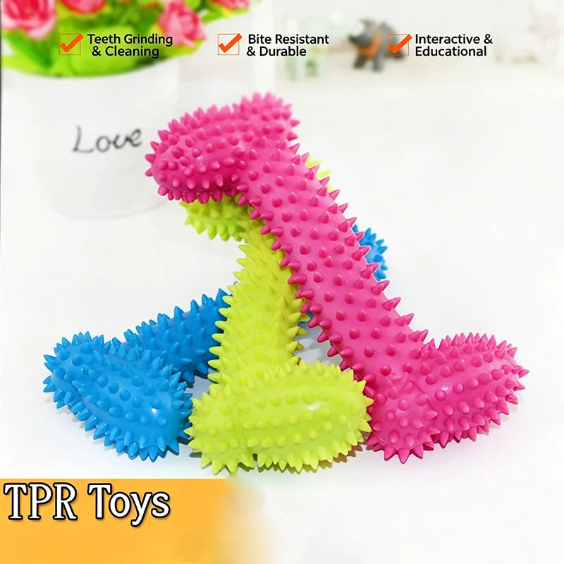 Bone Shape Soft Rubber Pet Chew Toy Bite Resistant Teeth Grinding Molar Cleaning Interactive Training Chewing Toys For Dogs