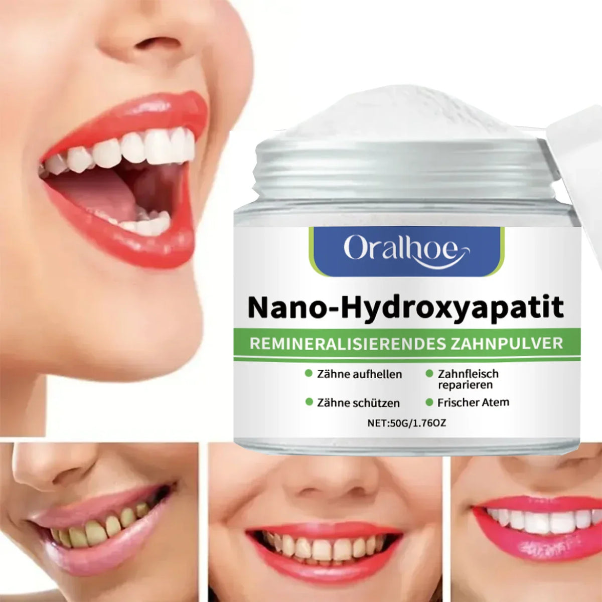 Winter Whitening Tooth Powder with 10% Hydroxyapatite - Remineralizing, Cool Mint, Enamel Repair & Fresh Breath xiin