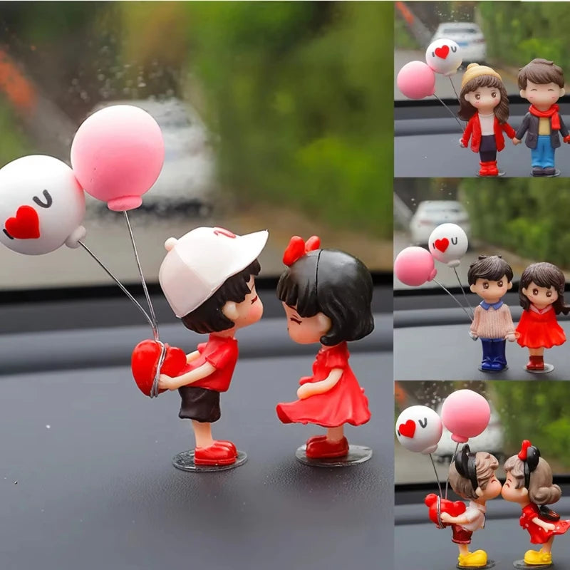 Couple Cute Ornaments for Car, Car Decoration Cute Cartoon Couples Action, Cartoon Car Dashboard Decorations, Cute Lovely Kiss
