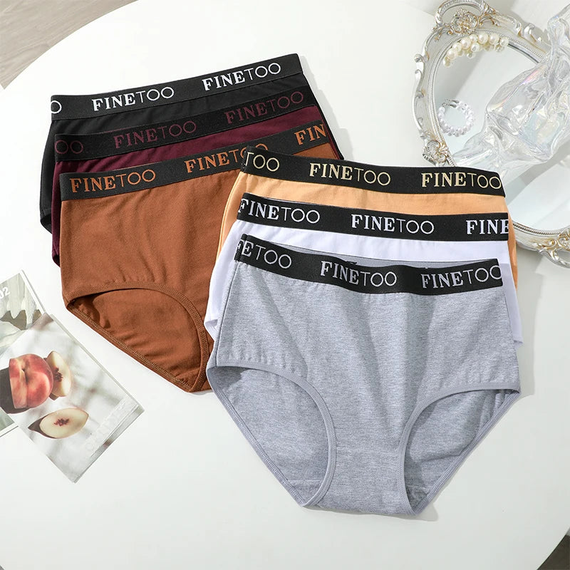5Pcs/Set Women's Cotton High Waist Briefs Seamless Plus Size Panties Breathable Stretch Underwears Female Soft Lingerie Finetoo