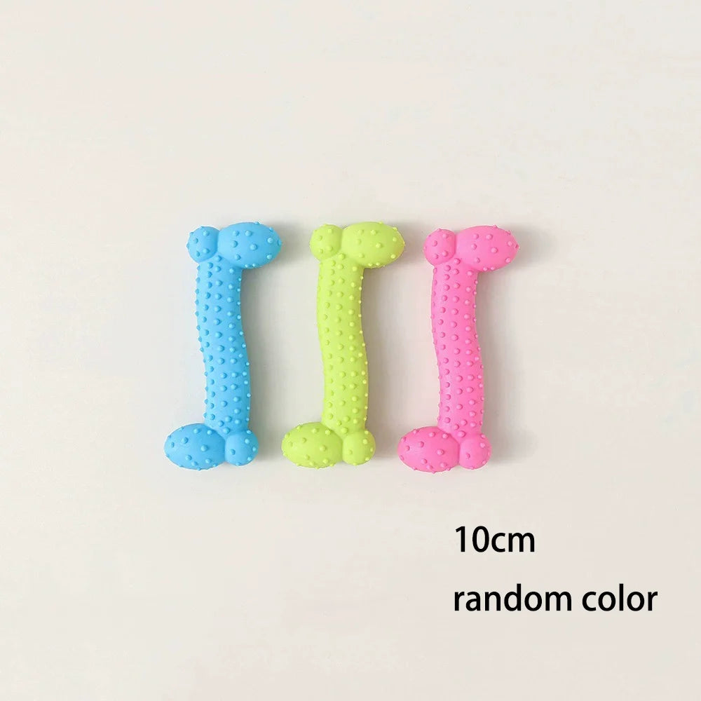 Bone Shape Soft Rubber Pet Chew Toy Bite Resistant Teeth Grinding Molar Cleaning Interactive Training Chewing Toys For Dogs