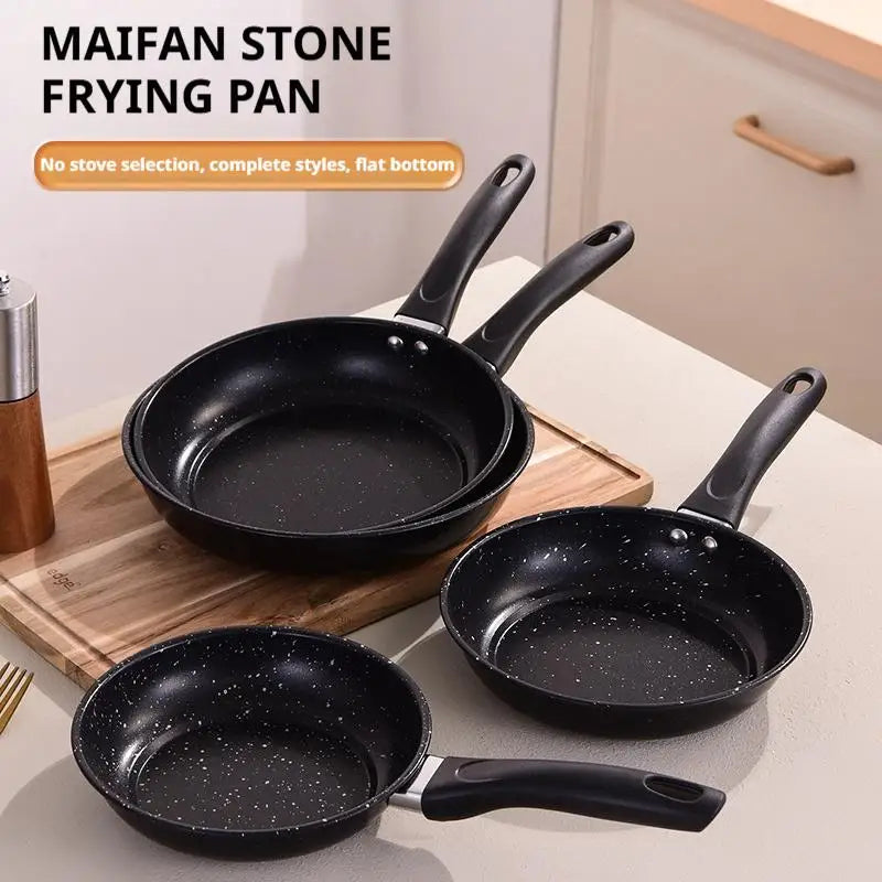 Non Stick Frying Pan Maifan Stone Coating Skillet Flat Bottom Egg Omelet Steak Cookware Induction Gas Stove Kitchen Pot