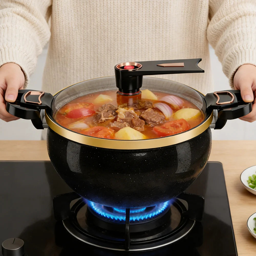 7L Soup Pot With Spoon Multi-Functional Non-Stick Pot Suitable for Induction Cooker And Gas Stove Micro Pressure Cooker