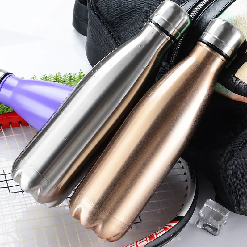 DIY Vacuum Water Bottles 500ML Safety 304 Stainless Steel Sport Coffee Cup Thermose Girls Boy Student Birth Gift Customized Logo