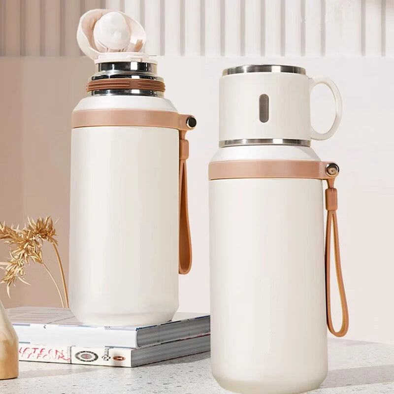 600ml Stainless Steel Coffee Cup Travel Thermal Mug Leak-Proof Thermos Bottle Tea Coffee Mug Office Business Style Thermos