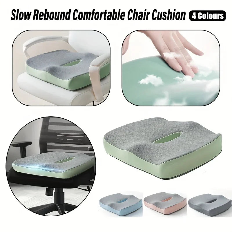 Ergonomic Memory Foam Seat Cushion 3-Zone Pressure Relief Chair Pad Breathable Posture Corrector for Office Car Wheelchair