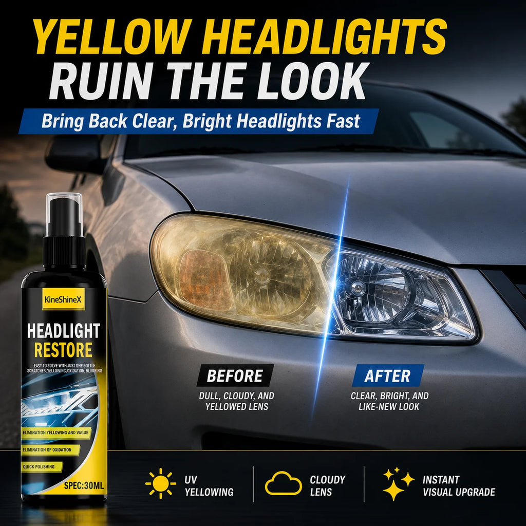 All-in-One Headlight Restoration Spray Car Headlight Cleaner Polish Lens Restorer UV Protection Renovation Kit