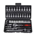 46-Piece Socket Set in Chrome Vanadium Steel with Ratchet, Extensions, and Portable Case for Auto and Home Repairs